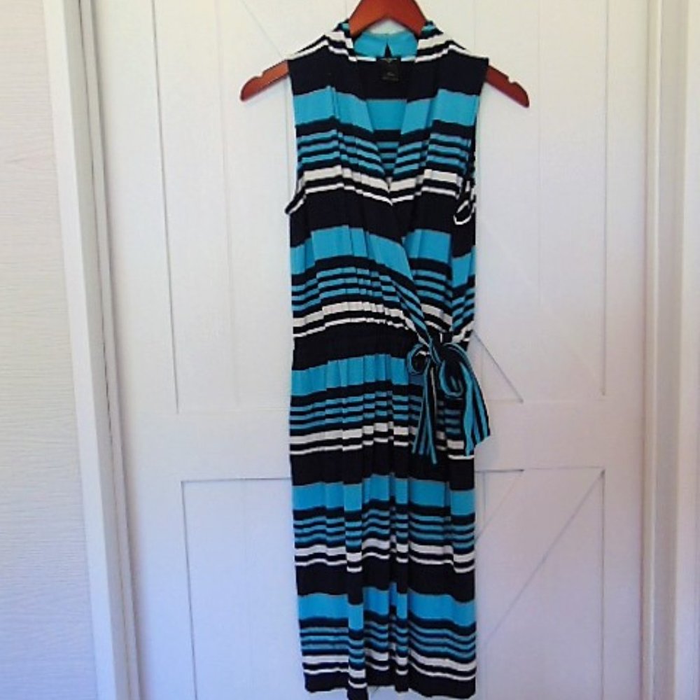 Ann Taylor Faux Wrap Striped Dress